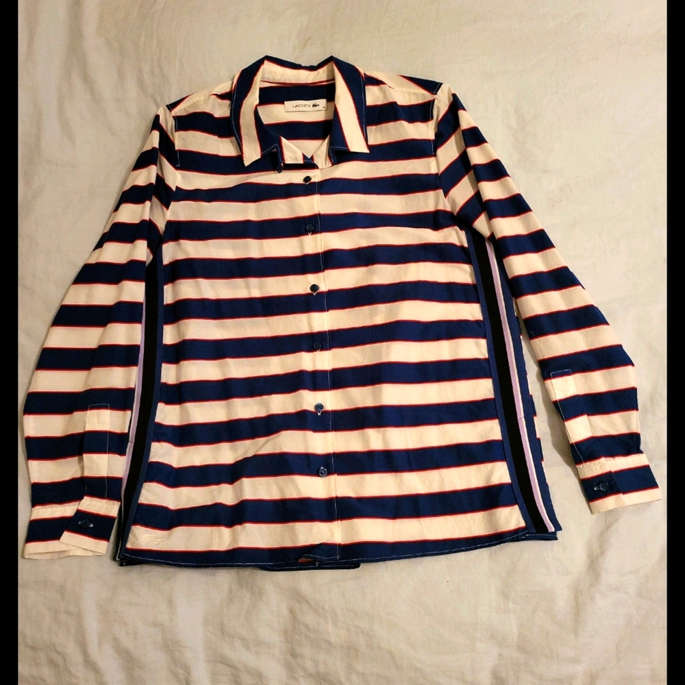 LACOSTE cotton & silk striped shirt size 38/Medium